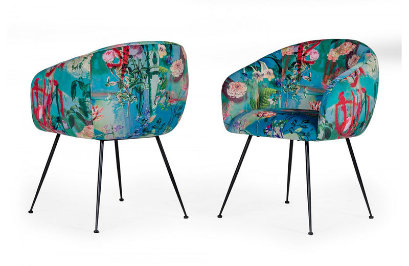 Modrest Roxann Contemporary Floral Velvet Dining Chair