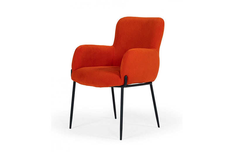 Modrest Frisco Mid-Century Orange Velvet dining Chair