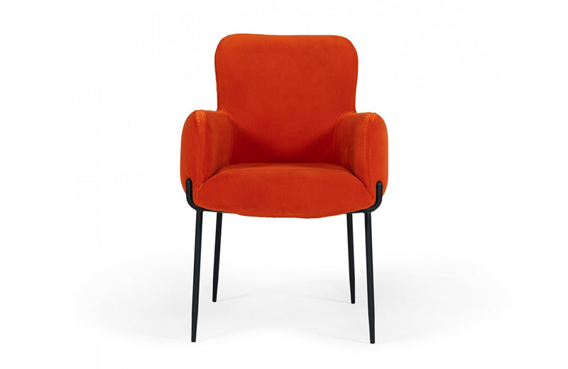 Modrest Frisco Mid-Century Orange Velvet dining Chair