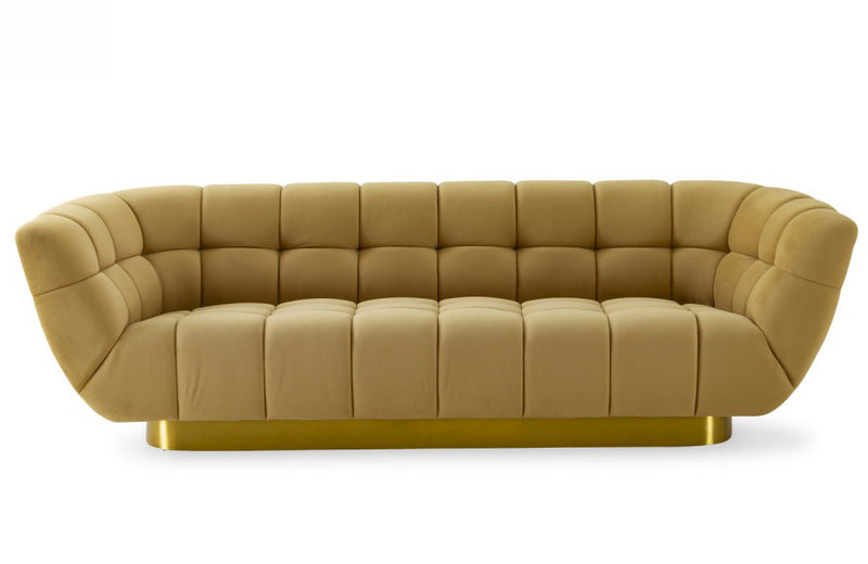 Divani Casa Granby Glam Mustard and Gold Fabric Sofa