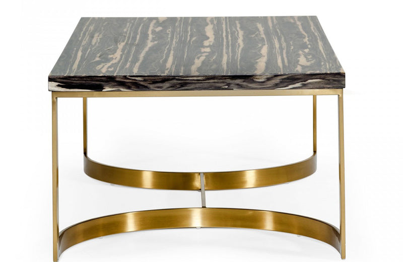 Modrest Greely Glam Black and Gold Marble Coffee Table