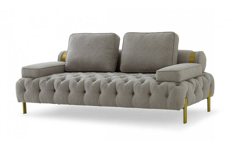 Divani Casa Ladera Glam Grey and Gold Fabric Loveseat