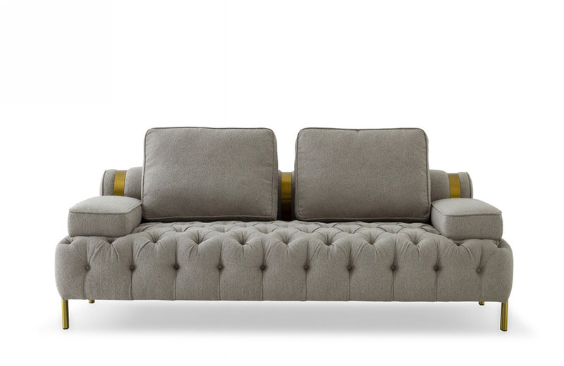 Divani Casa Ladera Glam Grey and Gold Fabric Loveseat