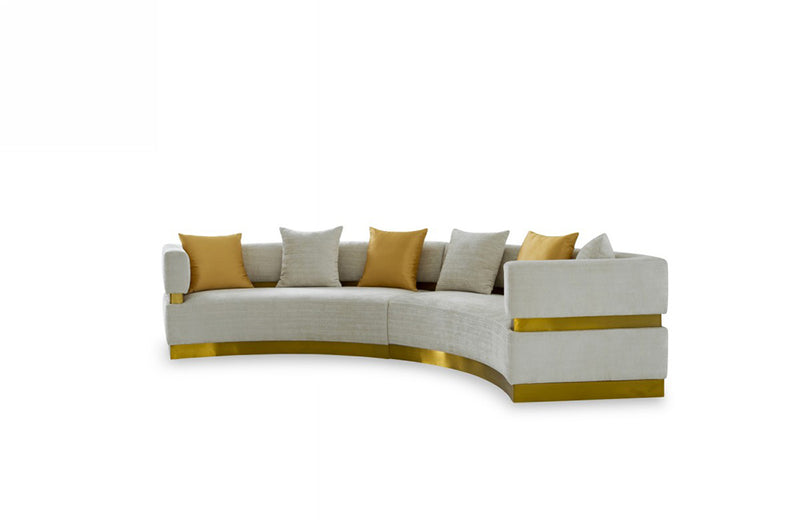 Divani Casa Kiva Glam Beige and Gold Fabric Sectional Sofa