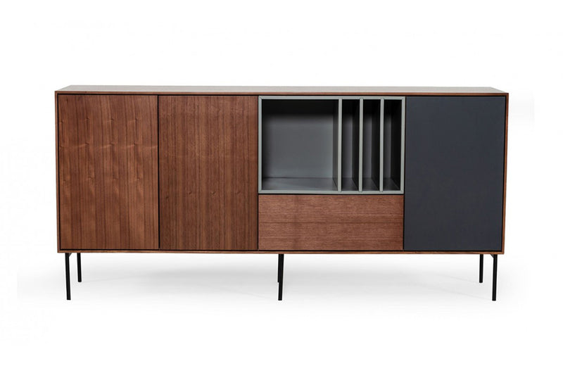 Modrest Ackley Modern Walnut, Grey and Charcoal Buffet