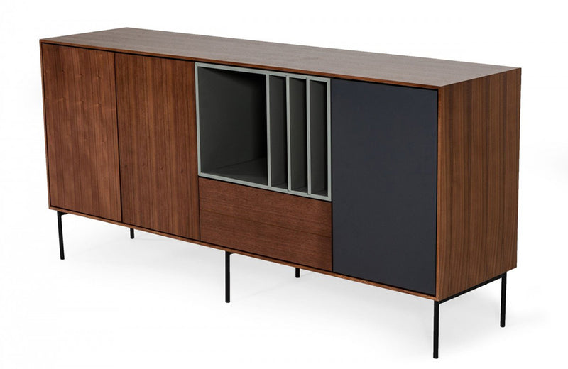 Modrest Ackley Modern Walnut, Grey and Charcoal Buffet