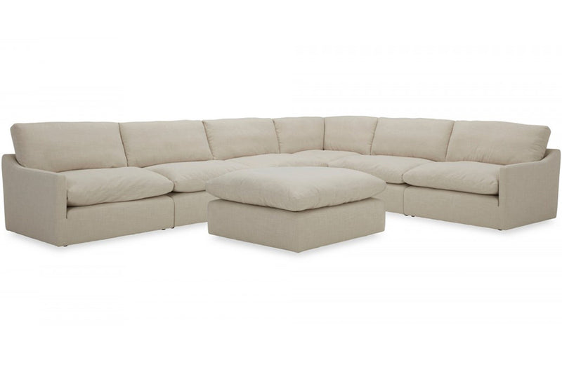 Divani Casa Fedora Modern White Fabric Sectional Sofa + Ottoman