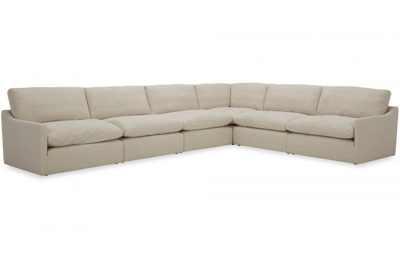 Divani Casa Fedora Modern White Fabric Sectional Sofa + Ottoman