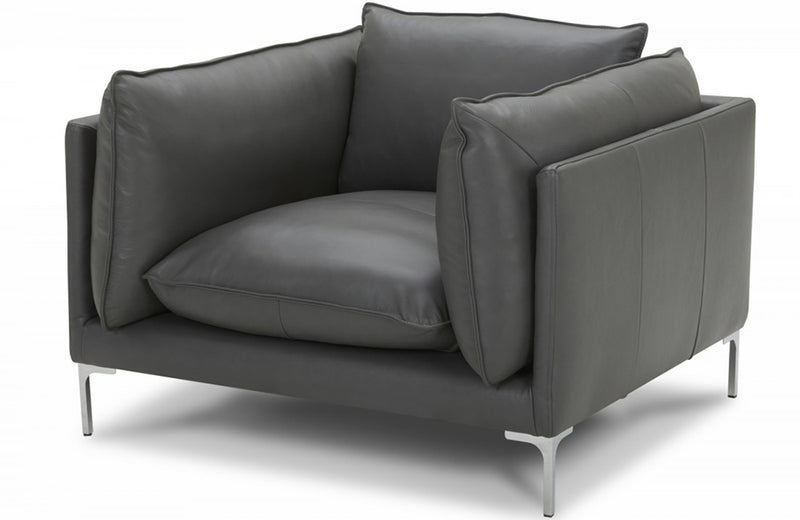 Divani Casa Harvest Modern Grey Full Leather Chair