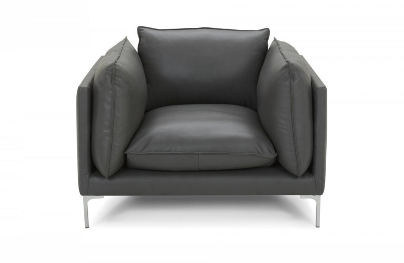 Divani Casa Harvest Modern Grey Full Leather Chair