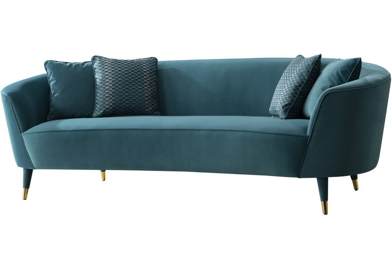 Divani Casa Jenner Modern Aqua Velvet Sofa