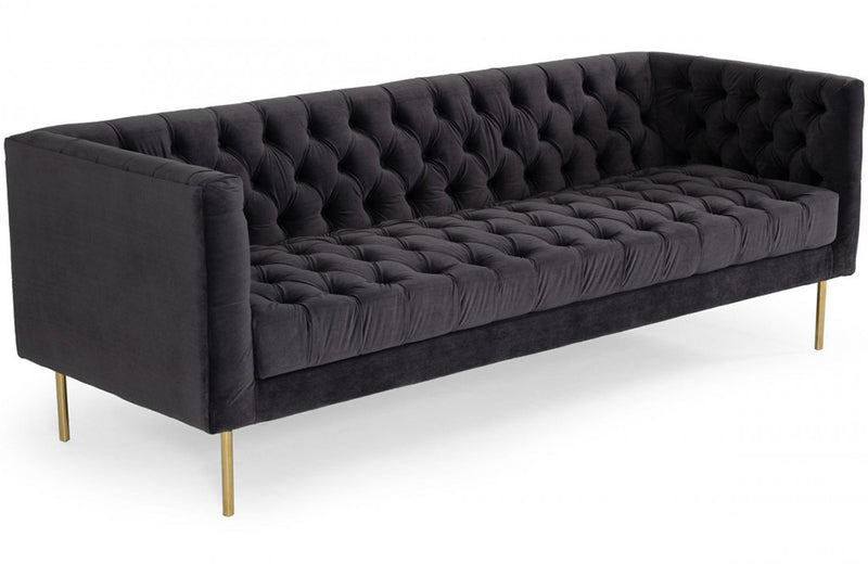 Divani Casa Chavez DK Grey Velvet Sofa