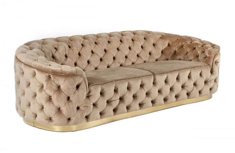 Divani Casa Murdoch Glam Beige and Gold Fabric Sofa