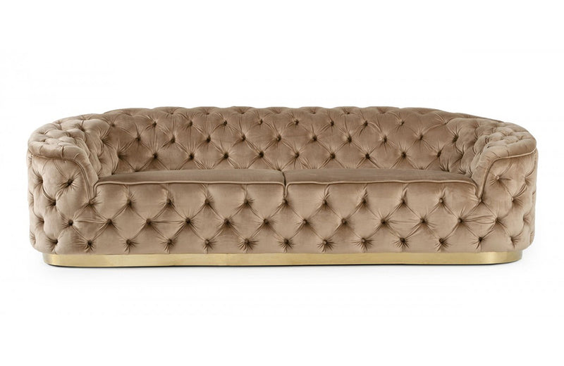 Divani Casa Murdoch Glam Beige and Gold Fabric Sofa