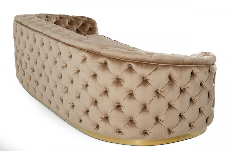 Divani Casa Murdoch Glam Beige and Gold Fabric Sofa