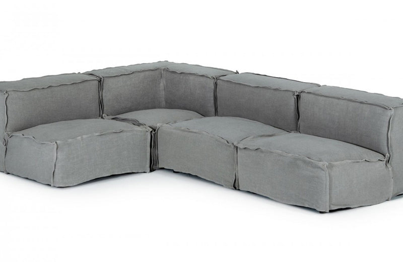 Divani Casa Navstar Contemporary Modular Grey Fabric Sectional Sofa