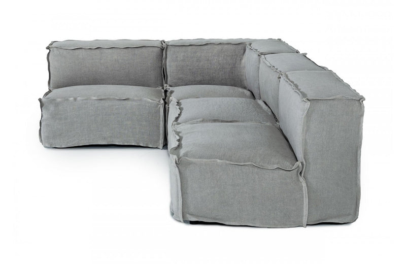 Divani Casa Navstar Contemporary Modular Grey Fabric Sectional Sofa