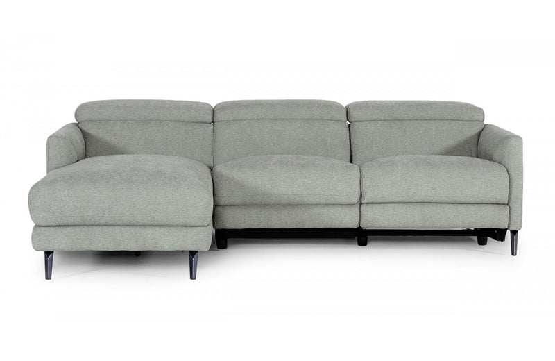 Divani Casa Lupita - Modern Grey Fabric Sectional Sofa