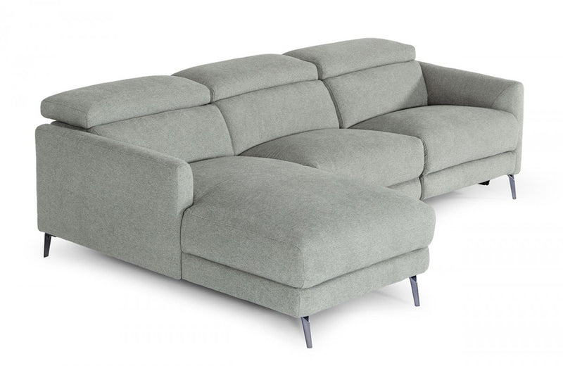 Divani Casa Lupita - Modern Grey Fabric Sectional Sofa