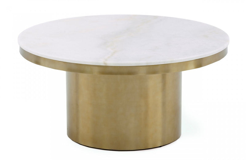 Modrest Rocky Glam White & Gold Coffee Table