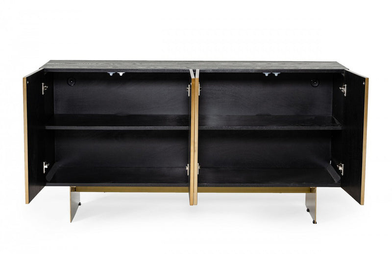 Modrest Perret Glam Black Ash & Brushed Brass Modern Buffet