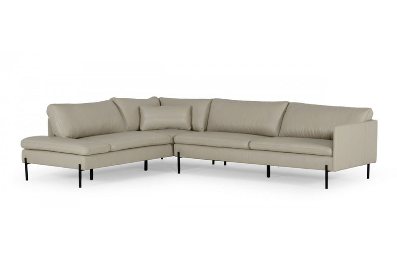 Divani Casa Sherry Modern Grey Leather Sectional Sofa