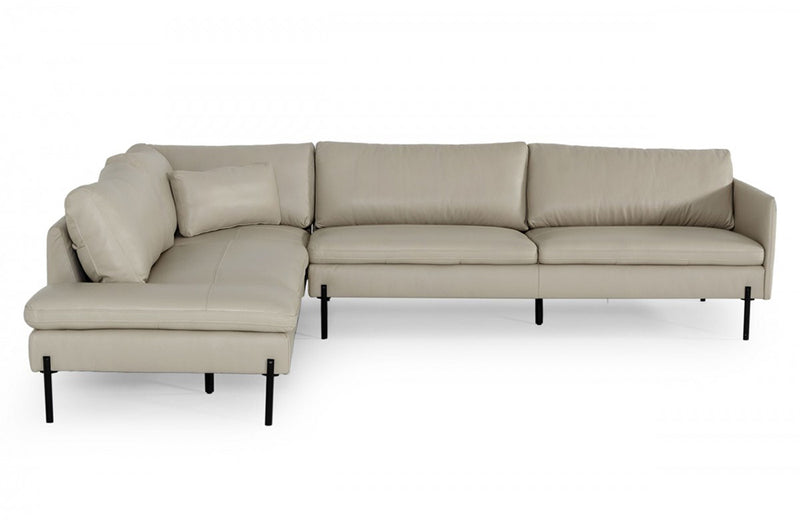 Divani Casa Sherry Modern Grey Leather Sectional Sofa