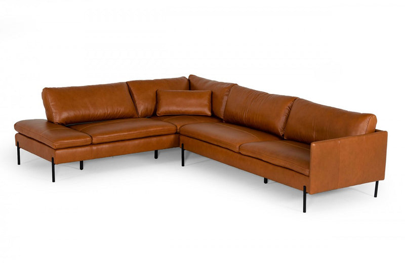 Divani Casa Sherry Modern Cognac Leather Sectional Sofa