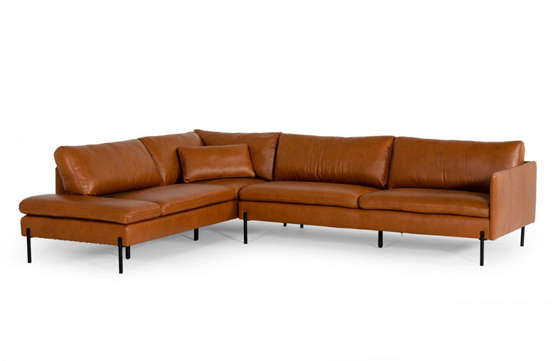 Divani Casa Sherry Modern Cognac Leather Sectional Sofa