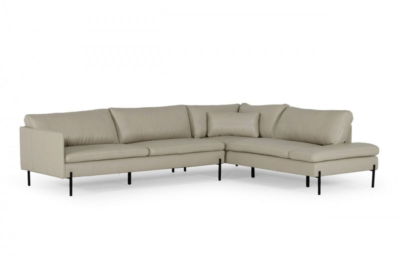 Divani Casa Sherry Modern Grey Leather Sectional Sofa