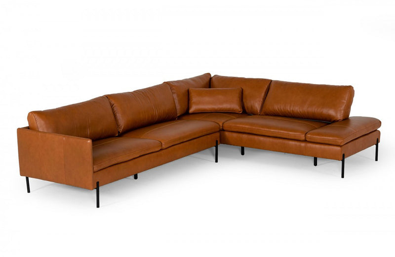 Divani Casa Sherry Modern Cognac Leather Sectional Sofa