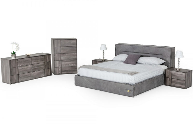 Coronelli Collezioni Hollywood Italian Contemporary Grey Leather Bed