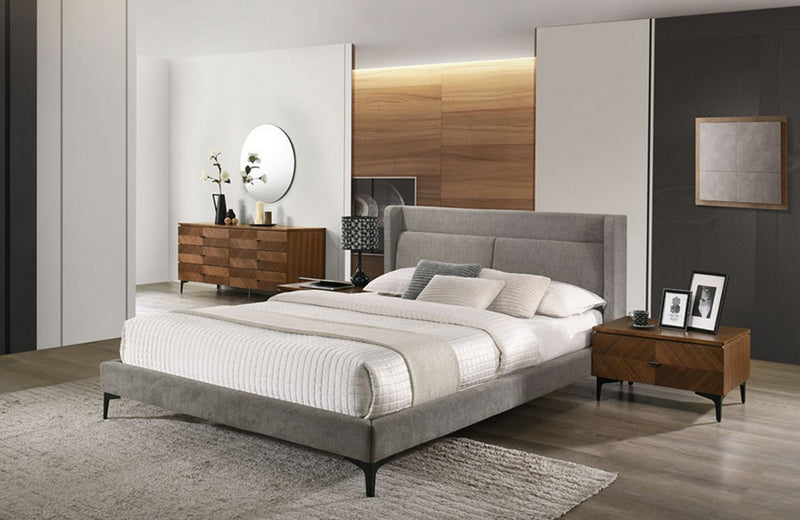 Modrest Paula - Mid-Century Grey Upholstered Bed