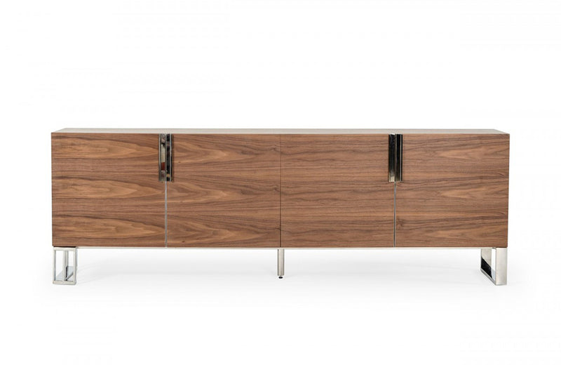 Modrest Gilroy Modern Walnut & Stainless Steel Buffet