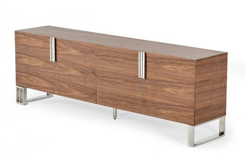 Modrest Gilroy Modern Walnut & Stainless Steel Buffet