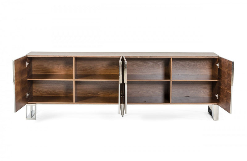 Modrest Gilroy Modern Walnut & Stainless Steel Buffet