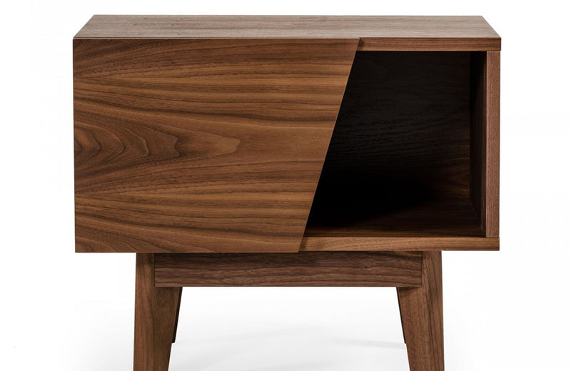 Modrest Abelard Mid-century Walnut Nightstand