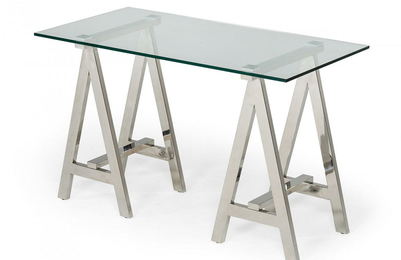 Modrest Ostrow Modern Glass & Stainless Steel Console Table