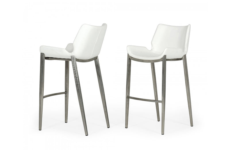 Modrest Dave Modern White Leatherette Bar Stool (Set of 2)