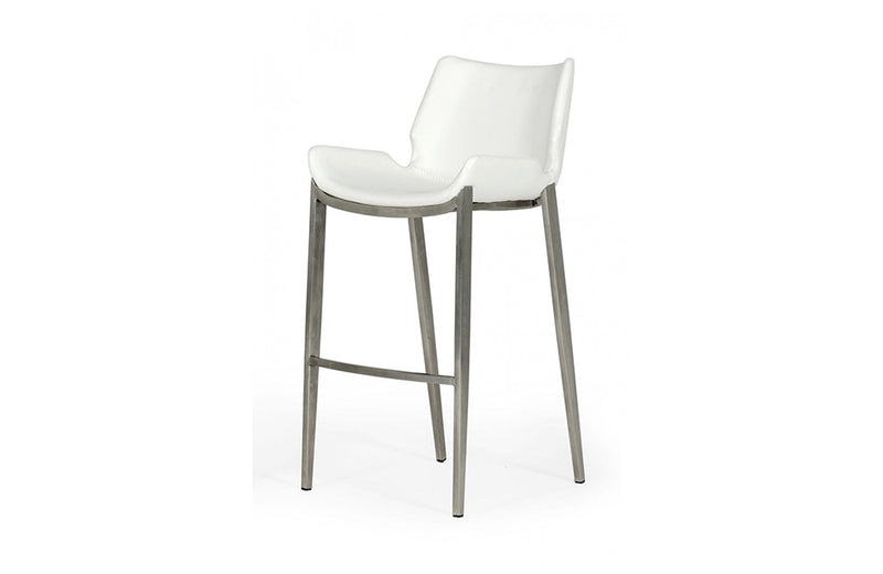 Modrest Dave Modern White Leatherette Bar Stool (Set of 2)