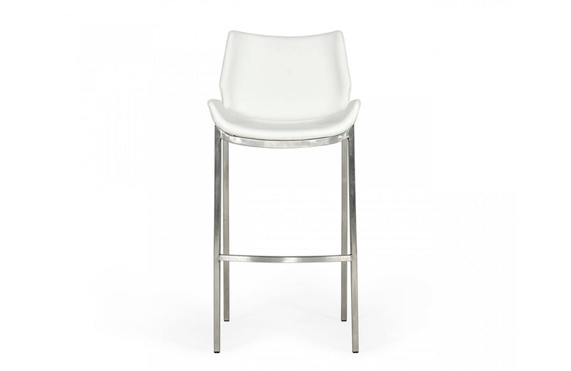 Modrest Dave Modern White Leatherette Bar Stool (Set of 2)