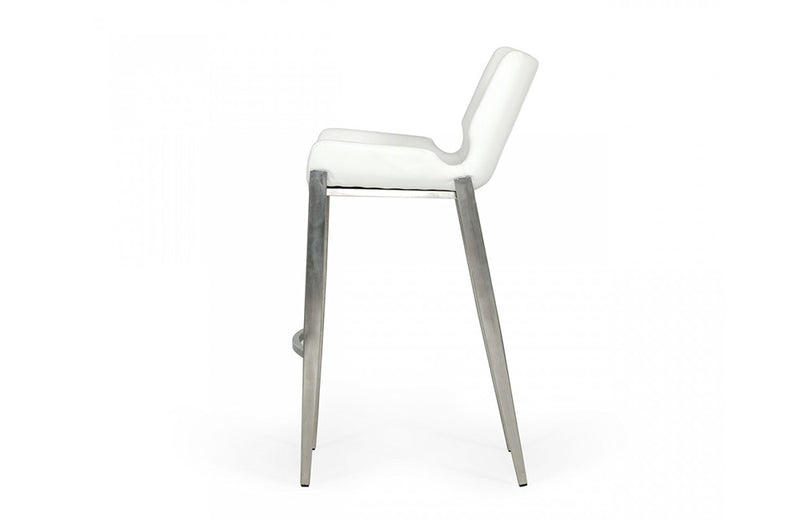 Modrest Dave Modern White Leatherette Bar Stool (Set of 2)