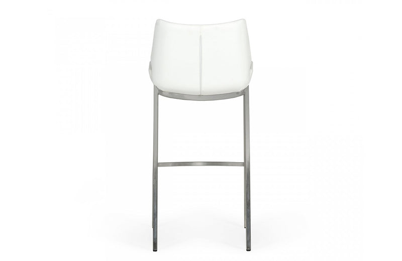 Modrest Dave Modern White Leatherette Bar Stool (Set of 2)