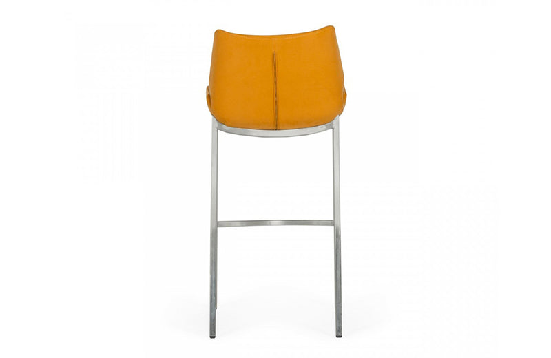 Modrest Dave Modern Orange Leatherette Bar Stool (Set of 2)