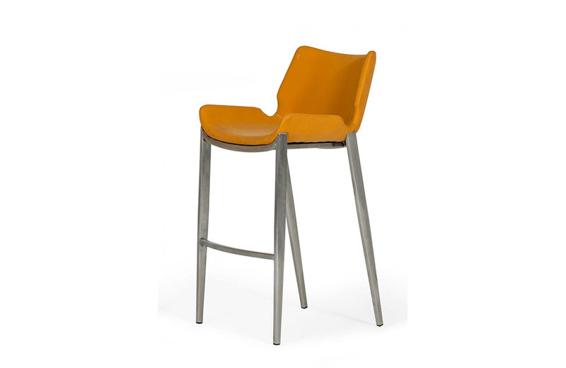 Modrest Dave Modern Orange Leatherette Bar Stool (Set of 2)