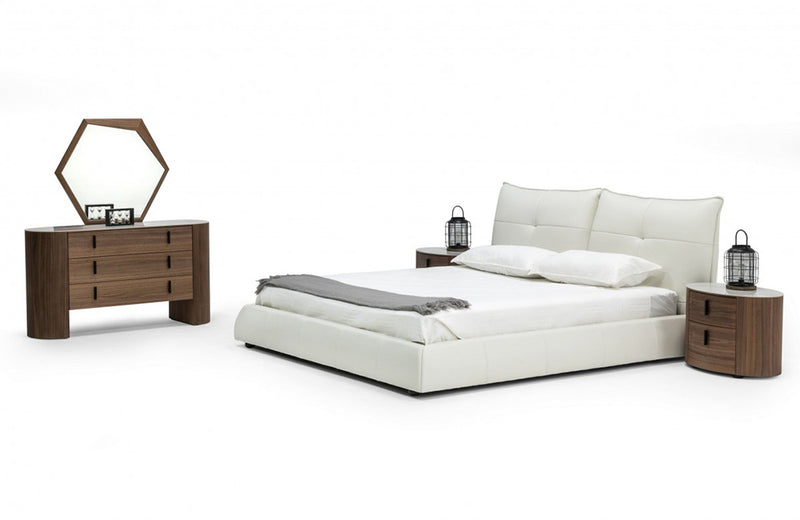 Modrest Patrick Modern White Leather Bed