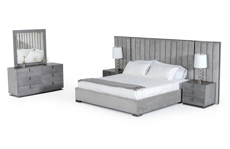 Modrest Buckley Grey & Black Stainless Steel Bedroom Set