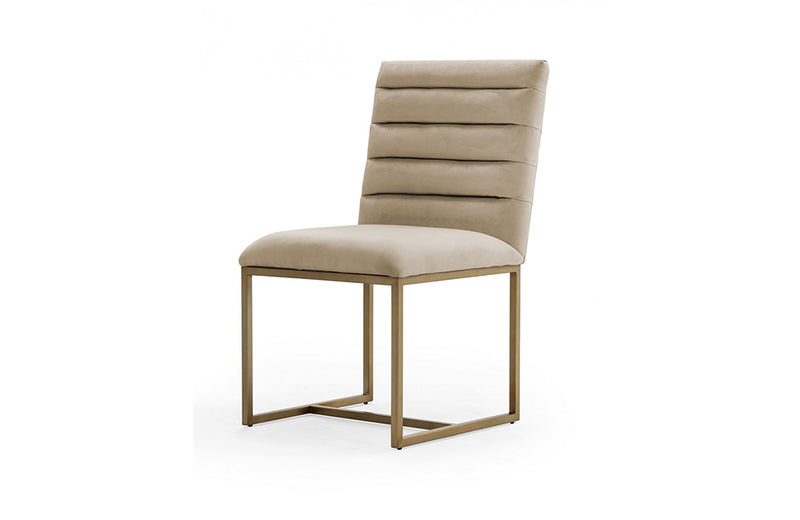 Modrest Barker Modern Beige & Brush Gold Dining Chair (Set of 2)