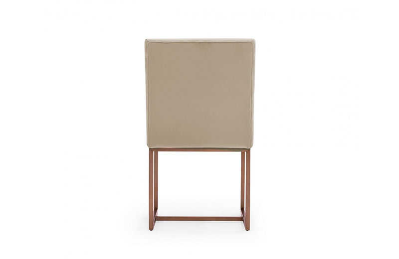 Modrest Barker Modern Beige & Brush Gold Dining Chair (Set of 2)