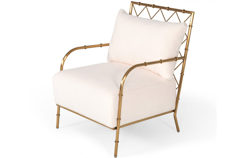 Divani Casa Ignacio Glam White Velvet & Gold Accent Chair